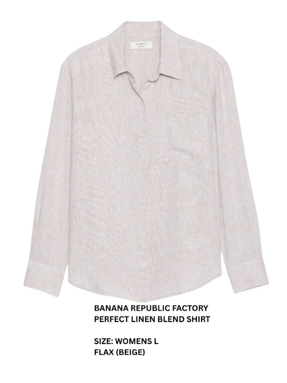 Banana Republic Factory Perfect Linen Blend Shirt Flax Beige Size L